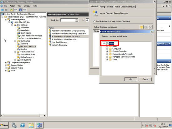 sccm ad discovery