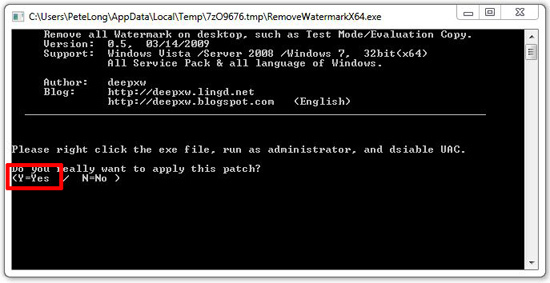 windows 7 remove watermark