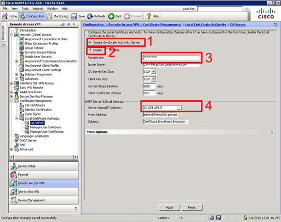 ca in cisco asdm