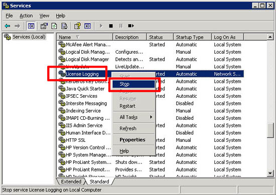 stop license logging service