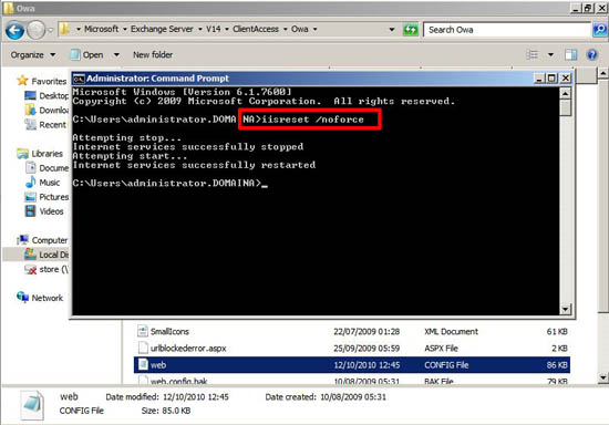 restart iis command