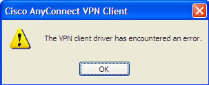 The VPN client driver has received an error
