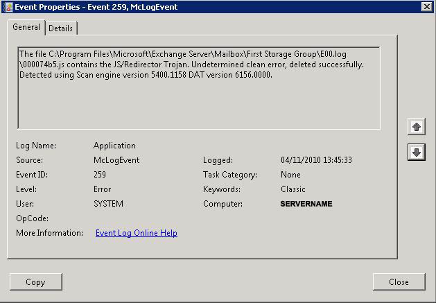 event id 9518 error current log file missing