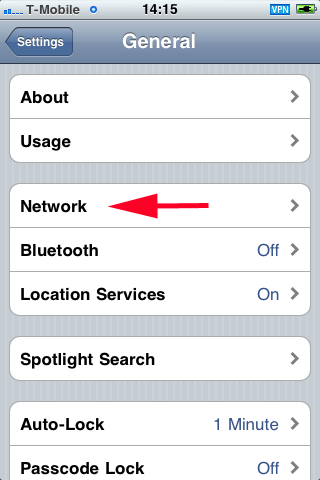 iphone network settings