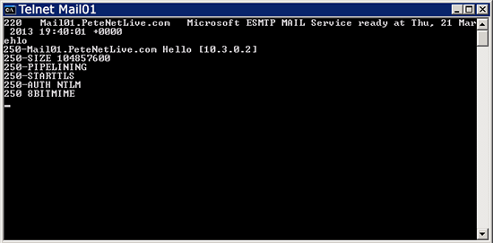 Telnet to Port 25 missing