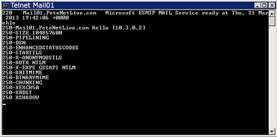 Telnet to Port 25 complete