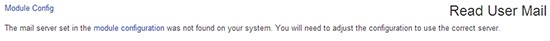 The mail server set in the module configuration was not found