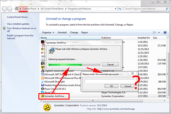 symantec uninstall password symantec uninstall password