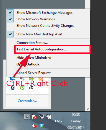 Outlook Test E-mail Auto Configuration