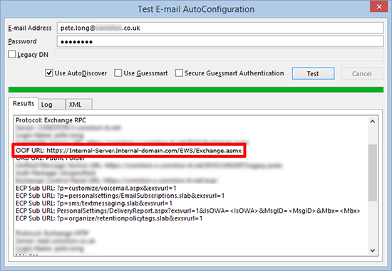 Outlook Test E-mail AutoDiscover