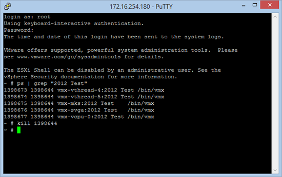 Stop a Process ID PID in ESX