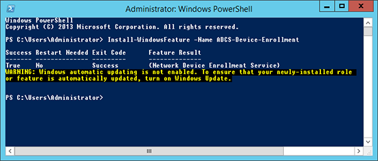 Add NDES to Server 2012