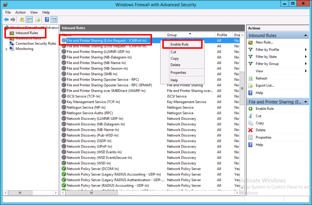 Windows Firewall Enable 'Ping' / ICMP Echo Reply