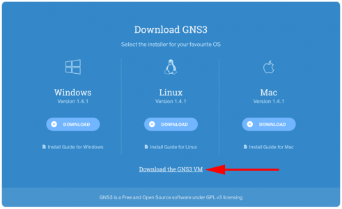 Download the GNS3 VM