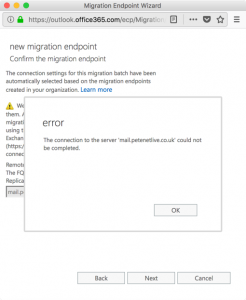MRS Office 365 Endpoint Error