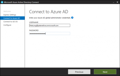 Azure AD Connect Remote Credentials