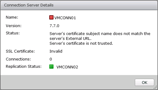 Horizon Name on Certificate Does Not Match