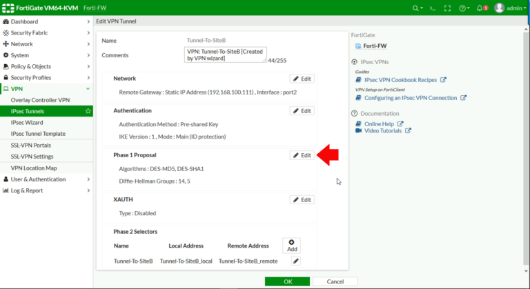 diffie hellman setting fortinet vpn