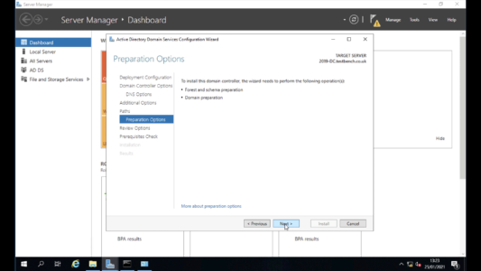 Server 2019 Forest and Domain Prep