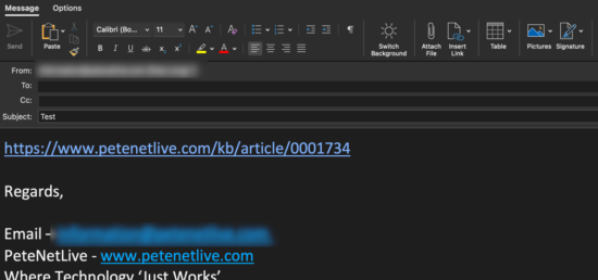 Outlook Paste Full URL
