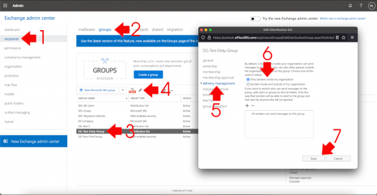 Office 365 Allow External Email to Group Classic