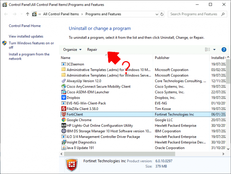 forticlient disable startup windows 10