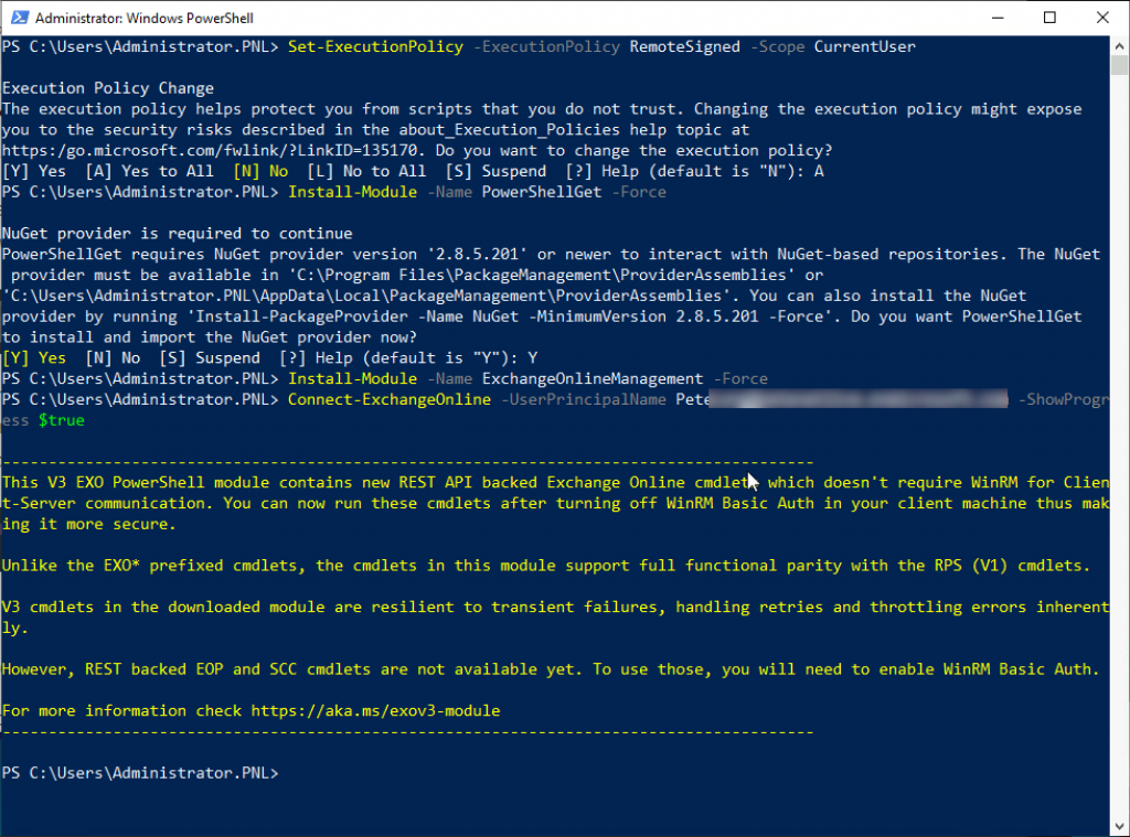 PowerShell to Exchange Online | PeteNetLive