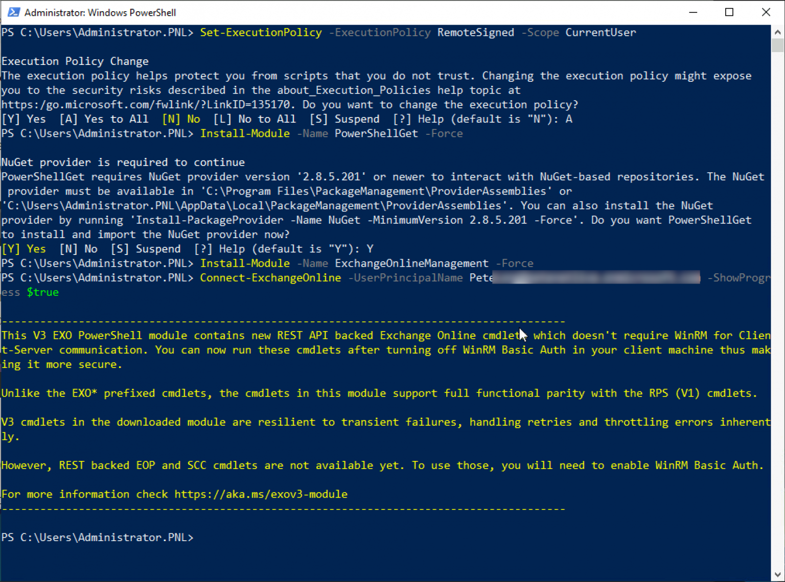 PowerShell to Exchange Online